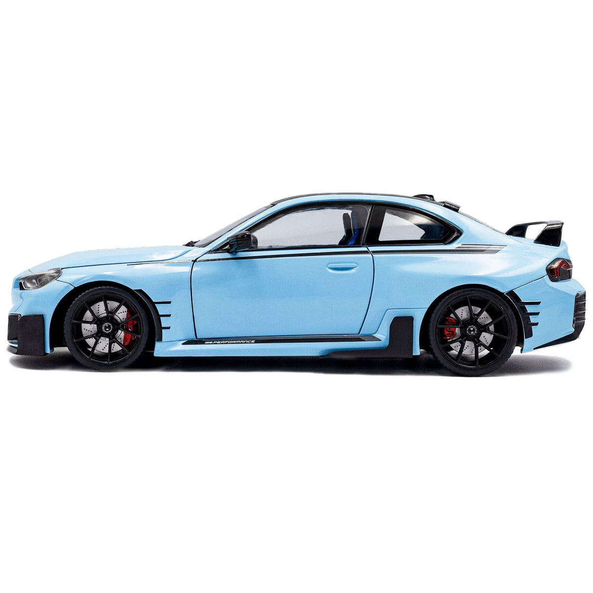 2024 BMW M2 Performance Parts Zandvoort Blue with Carbon Top and Black Stripes 1/18 Diecast Model Car by Solido-Solido-ModelCars.com