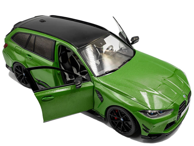 2024 BMW M3 Competition M xDrive Touring Green Metallic with Black Top 1/18 Diecast Model Car by Solido-Solido-ModelCars.com