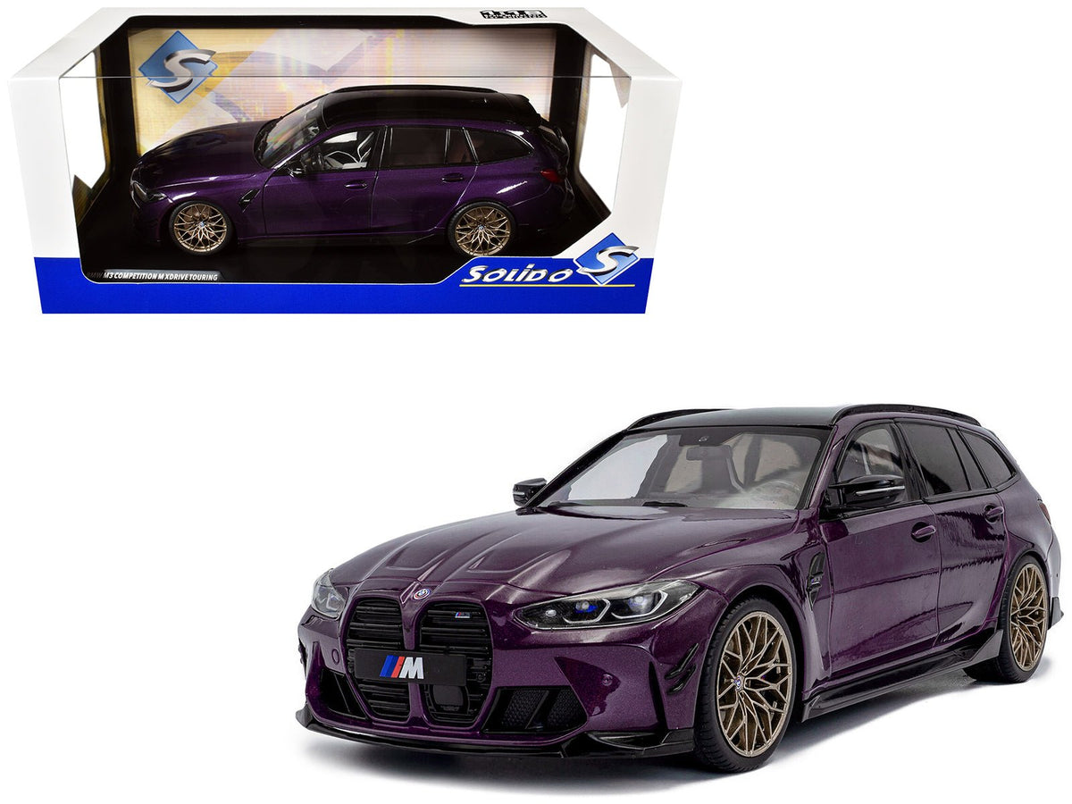 2024 BMW M3 Competition M xDrive Touring Twilight Purple Pearl Metallic with Black Top 1/18 Diecast Model Car by Solido-Solido-ModelCars.com