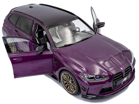 2024 BMW M3 Competition M xDrive Touring Twilight Purple Pearl Metallic with Black Top 1/18 Diecast Model Car by Solido-Solido-ModelCars.com
