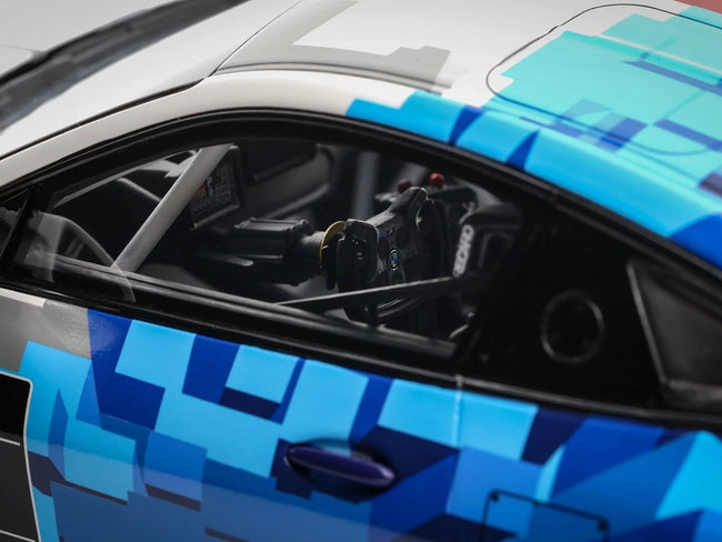 2024 BMW M4 GT4 1 "M Motorsport Livery" Black and White with Red and Blue Graphics Limited Edition to 999 pieces Worldwide 1/18 Model Car by Otto Mobile-Otto Mobile-ModelCars.com