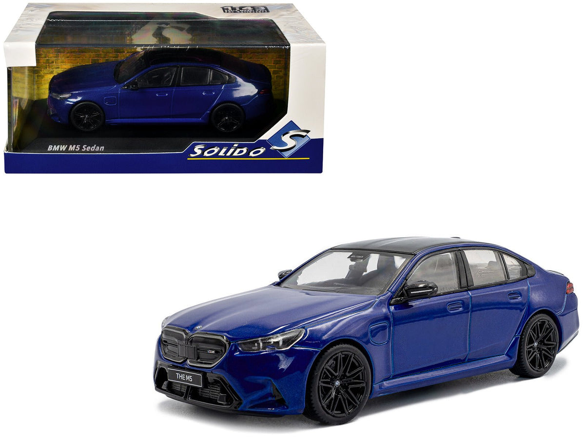 2024 BMW M5 Sedan Marina Bay Blue Metallic with Black Top 1/43 Diecast Model Car by Solido-Solido-ModelCars.com