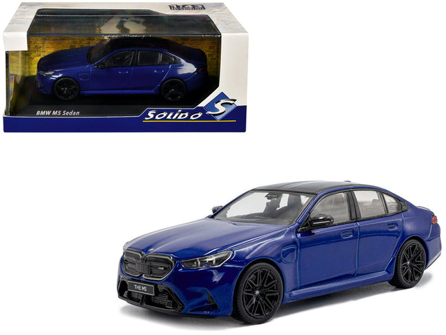 2024 BMW M5 Sedan Marina Bay Blue Metallic with Black Top 1/43 Diecast Model Car by Solido-Solido-ModelCars.com