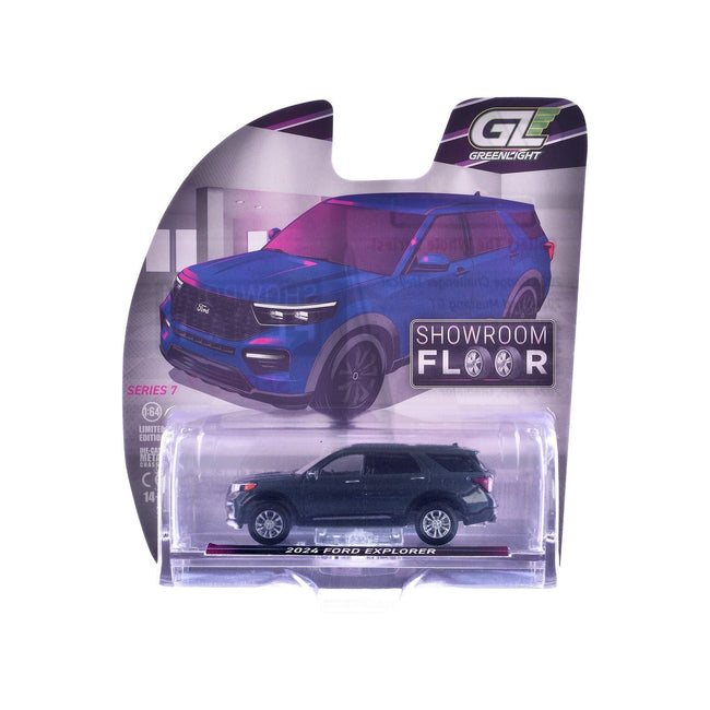 2024 Ford Explorer Stone Blue "Showroom Floor" Series 7 1/64 Diecast Model Car by Greenlight-Greenlight-ModelCars.com