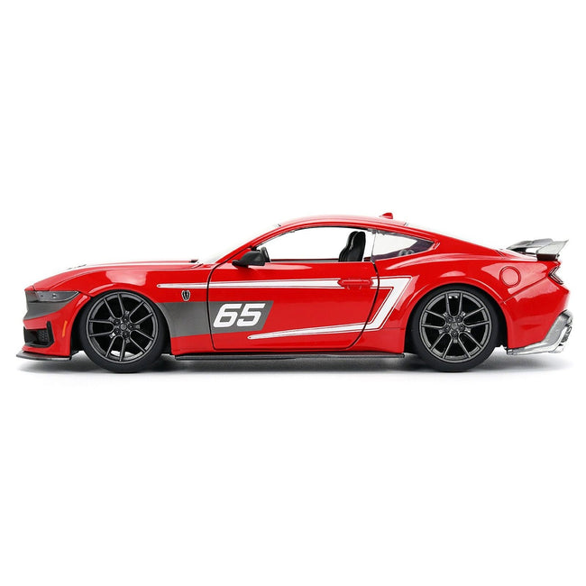 2024 Ford Mustang Dark Horse #65 Red with White Graphics "Bigtime Muscle" Series 1/24 Diecast Model Car by Jada-Jada-ModelCars.com