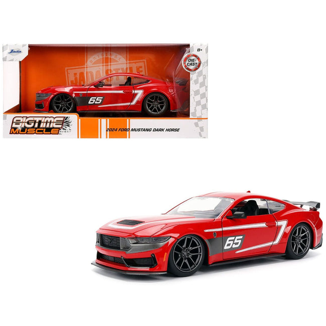 2024 Ford Mustang Dark Horse #65 Red with White Graphics "Bigtime Muscle" Series 1/24 Diecast Model Car by Jada-Jada-ModelCars.com
