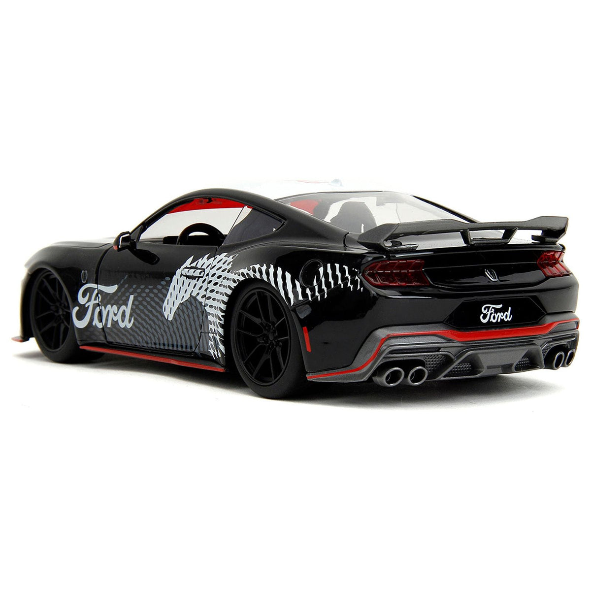 2024 Ford Mustang Dark Horse Black with White Top and "Mustang Horse Graphics" "Bigtime Muscle" Series 1/24 Diecast Model Car by Jada - Jada - ModelCars.com