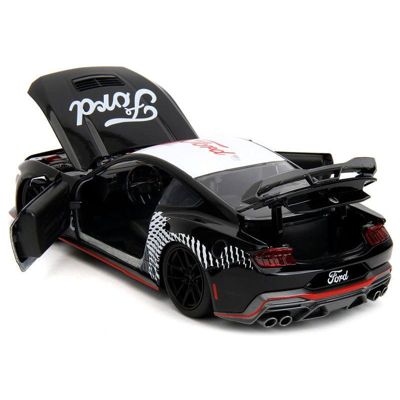 2024 Ford Mustang Dark Horse Black with White Top and "Mustang Horse Graphics" "Bigtime Muscle" Series 1/24 Diecast Model Car by Jada-Jada-ModelCars.com