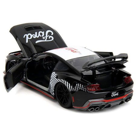 2024 Ford Mustang Dark Horse Black with White Top and "Mustang Horse Graphics" "Bigtime Muscle" Series 1/24 Diecast Model Car by Jada-Jada-ModelCars.com