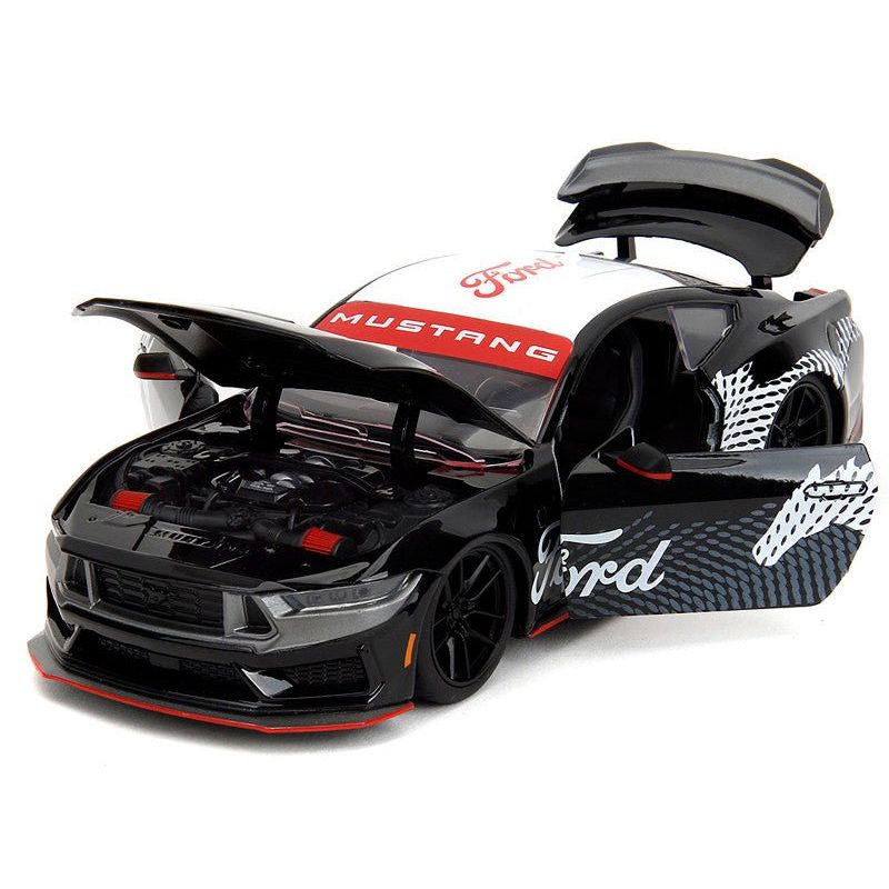 2024 Ford Mustang Dark Horse Black with White Top and "Mustang Horse Graphics" "Bigtime Muscle" Series 1/24 Diecast Model Car by Jada-Jada-ModelCars.com