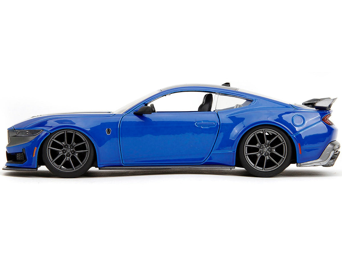 2024 Ford Mustang Dark Horse Blue Metallic with Black and Gray Stripes "Bigtime Muscle" Series 1/24 Diecast Model Car by Jada-Jada-ModelCars.com
