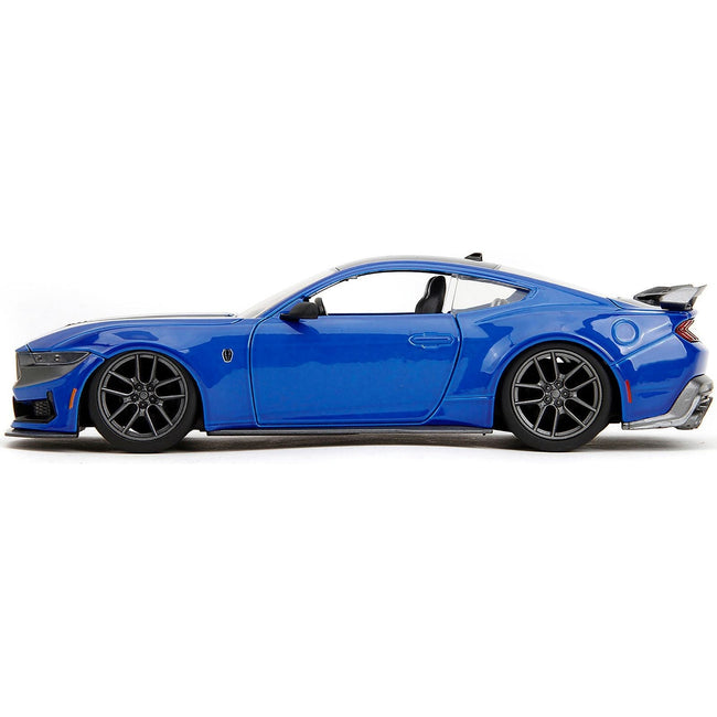 2024 Ford Mustang Dark Horse Blue Metallic with Black and Gray Stripes "Bigtime Muscle" Series 1/24 Diecast Model Car by Jada-Jada-ModelCars.com