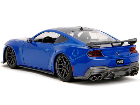 2024 Ford Mustang Dark Horse Blue Metallic with Black and Gray Stripes "Bigtime Muscle" Series 1/24 Diecast Model Car by Jada-Jada-ModelCars.com