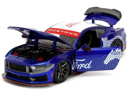 2024 Ford Mustang Dark Horse Candy Blue with White Top and "Mustang Horse Graphics" "Bigtime Muscle" Series 1/24 Diecast Model Car by Jada-Jada-ModelCars.com