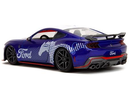 2024 Ford Mustang Dark Horse Candy Blue with White Top and "Mustang Horse Graphics" "Bigtime Muscle" Series 1/24 Diecast Model Car by Jada-Jada-ModelCars.com