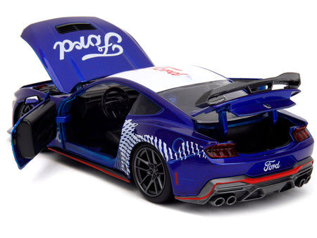 2024 Ford Mustang Dark Horse Candy Blue with White Top and "Mustang Horse Graphics" "Bigtime Muscle" Series 1/24 Diecast Model Car by Jada-Jada-ModelCars.com