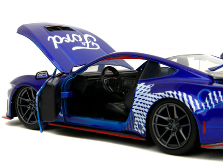 2024 Ford Mustang Dark Horse Candy Blue with White Top and "Mustang Horse Graphics" "Bigtime Muscle" Series 1/24 Diecast Model Car by Jada-Jada-ModelCars.com