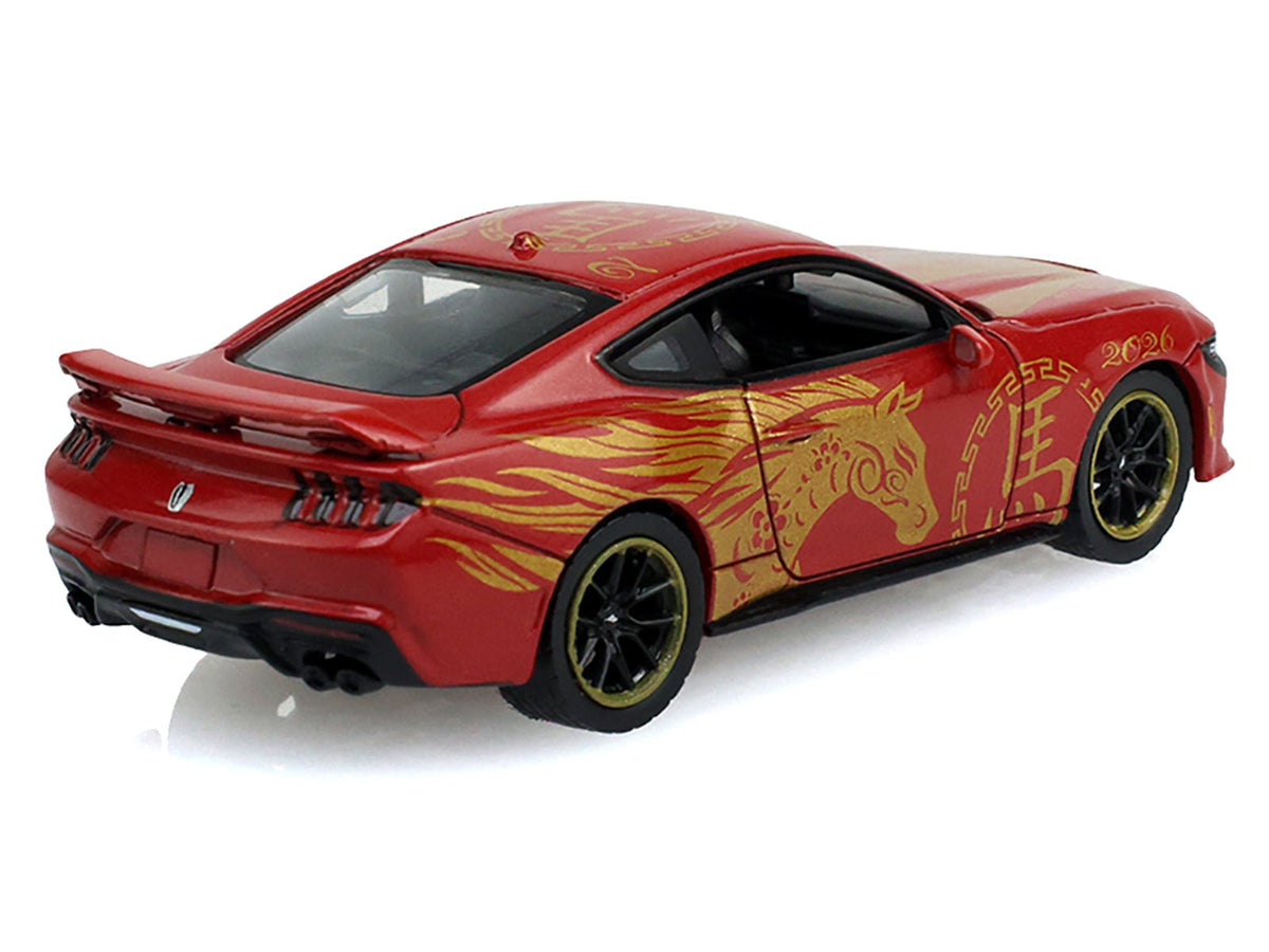 2024 Ford Mustang Dark Horse "Chinese Zodiac 2026 Year of the Horse" Red with Gold Graphics "Hobby Exclusive" Series 1/64 Diecast Model Car by Greenlight-Greenlight-ModelCars.com