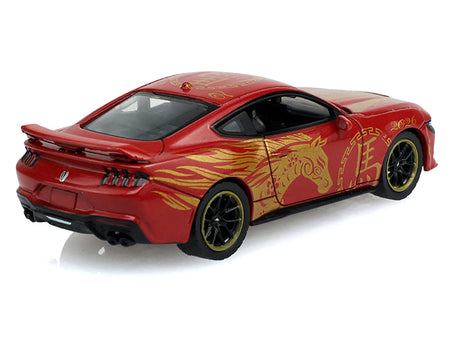 2024 Ford Mustang Dark Horse "Chinese Zodiac 2026 Year of the Horse" Red with Gold Graphics "Hobby Exclusive" Series 1/64 Diecast Model Car by Greenlight-Greenlight-ModelCars.com