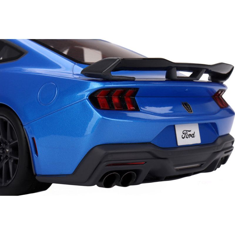2024 Ford Mustang Dark Horse Grabber Blue Metallic with Black Hood Stripes 1/18 Model Car by Top Speed-Top Speed-ModelCars.com