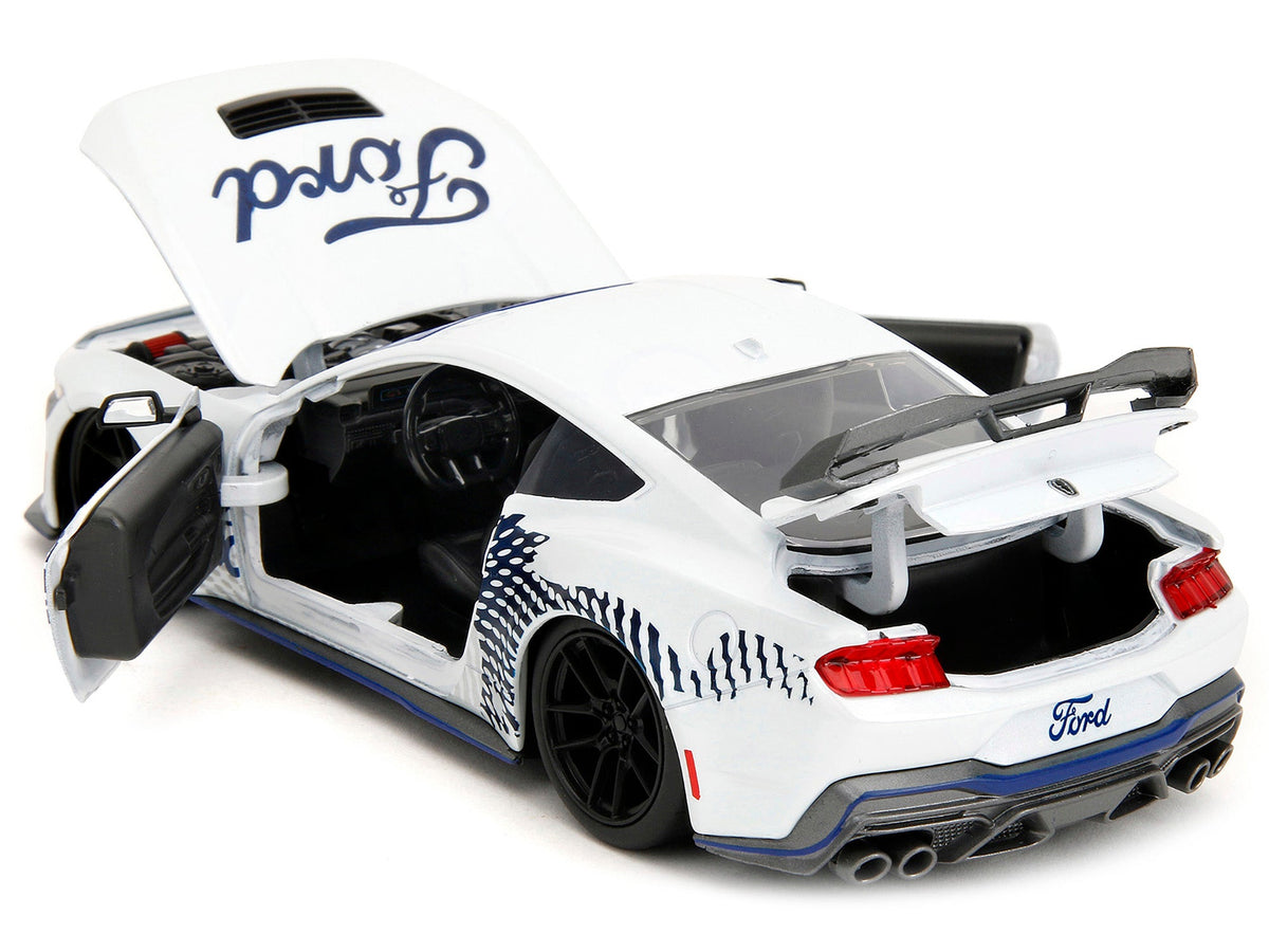 2024 Ford Mustang Dark Horse White with "Mustang Horse Graphics" "Bigtime Muscle" Series 1/24 Diecast Model Car by Jada-Jada-ModelCars.com