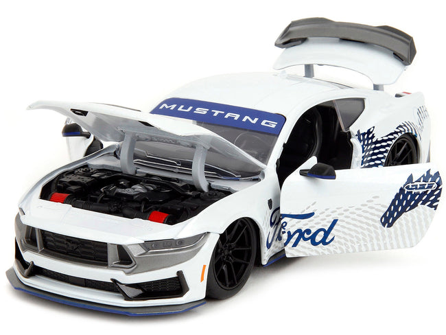 2024 Ford Mustang Dark Horse White with "Mustang Horse Graphics" "Bigtime Muscle" Series 1/24 Diecast Model Car by Jada-Jada-ModelCars.com