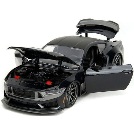 2024 Ford Mustang Dark House Black Metallic with Matt Black Hood and Top "Bigtime Muscle" Series 1/24 Diecast Model Car by Jada - Jada - ModelCars.com