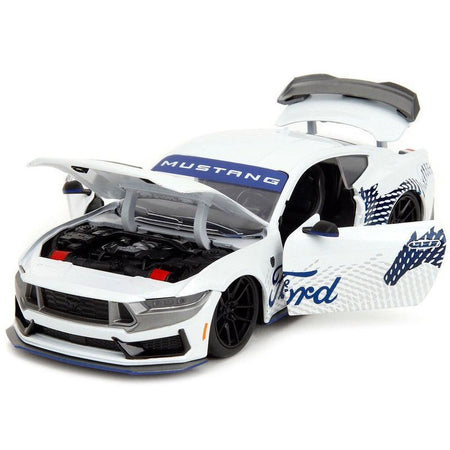 2024 Ford Mustang Dark House White with "Mustang Horse Graphics" "Bigtime Muscle" Series 1/24 Diecast Model Car by Jada-Jada-ModelCars.com
