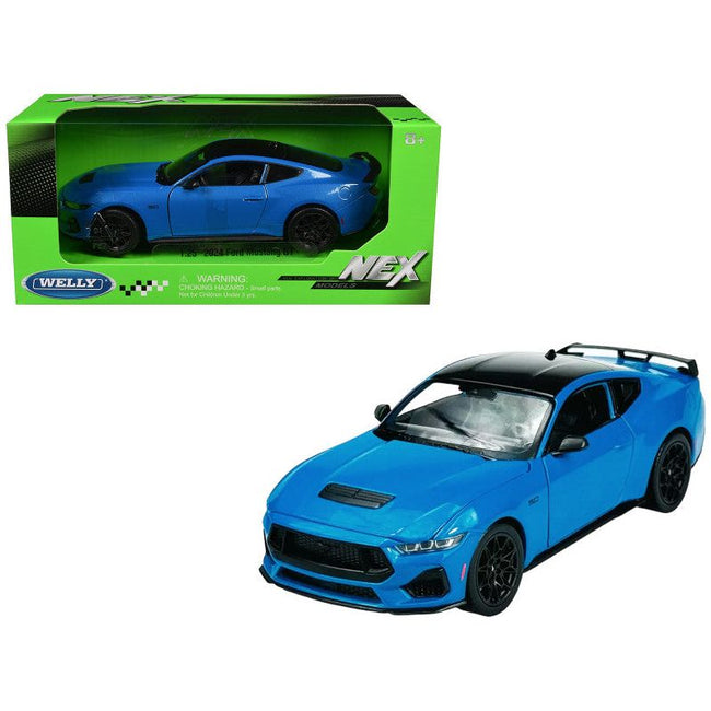 2024 Ford Mustang GT 5.0 Blue with Black Top "NEX Models" Series 1/25 Diecast Model Car by Welly-Welly-ModelCars.com