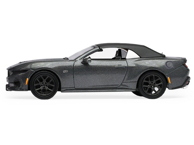 2024 Ford Mustang GT 5.0 Convertible Dark Matter Gray Metallic with Black Soft Top "Stampede" Series 2 1/64 Diecast Model Car by Greenlight-Greenlight-ModelCars.com