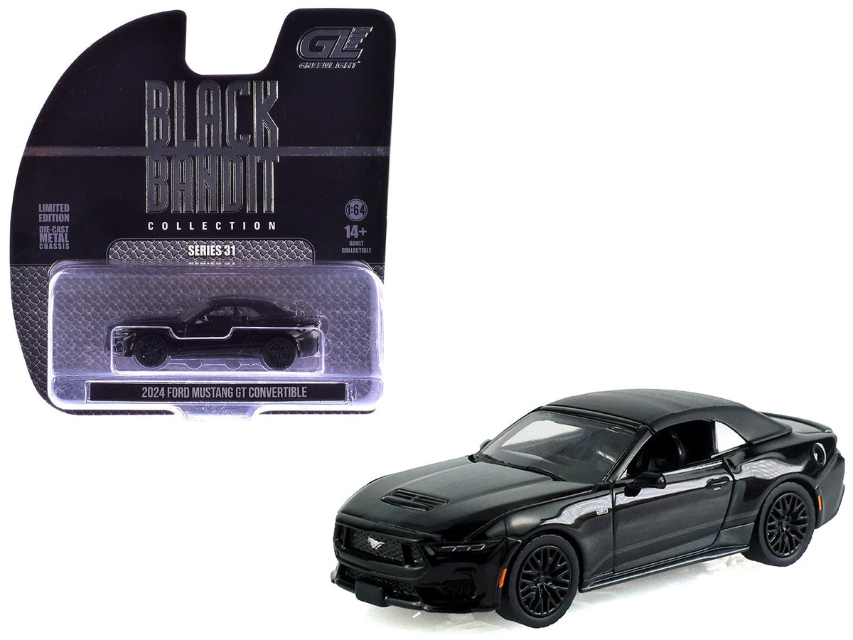 2024 Ford Mustang GT Convertible Black "Black Bandit" Series 31 1/64 Diecast Model Car by Greenlight-Greenlight-ModelCars.com