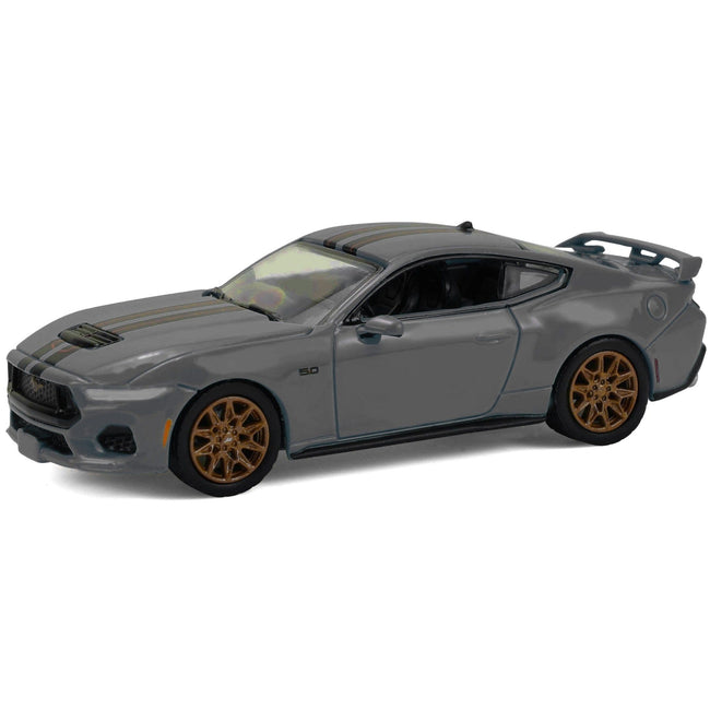 2024 Ford Mustang GT Dark Matter Gray with Black and Red Stripes "Showroom Floor" Series 7 1/64 Diecast Model Car by Greenlight - Greenlight - ModelCars.com