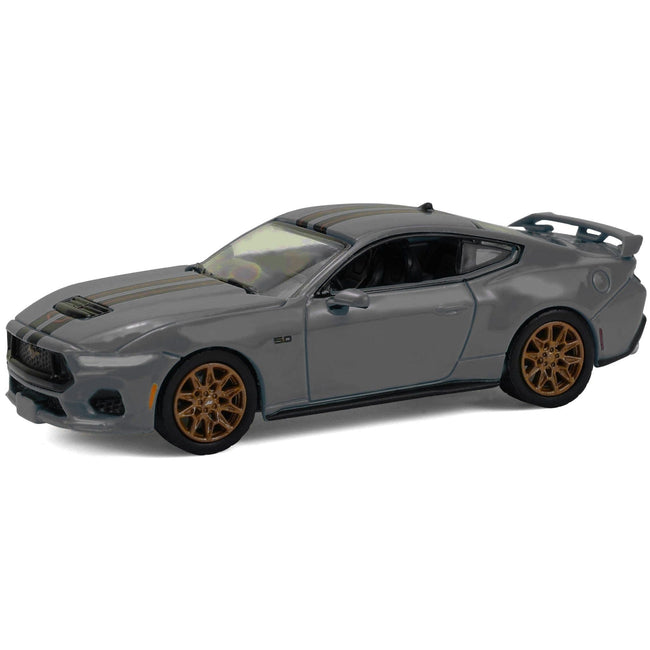 2024 Ford Mustang GT Dark Matter Gray with Black and Red Stripes "Showroom Floor" Series 7 1/64 Diecast Model Car by Greenlight-Greenlight-ModelCars.com