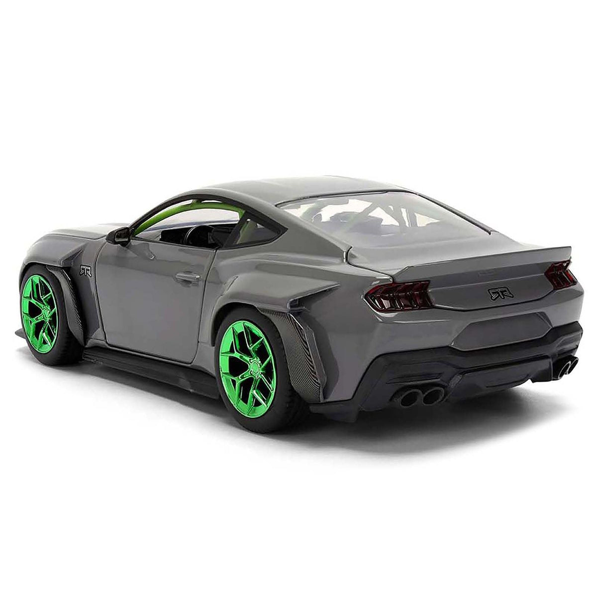 2024 Ford Mustang RTR Gray with Green Wheels "Bigtime Muscle" Series 1/24 Diecast Model Car by Jada-Jada-ModelCars.com
