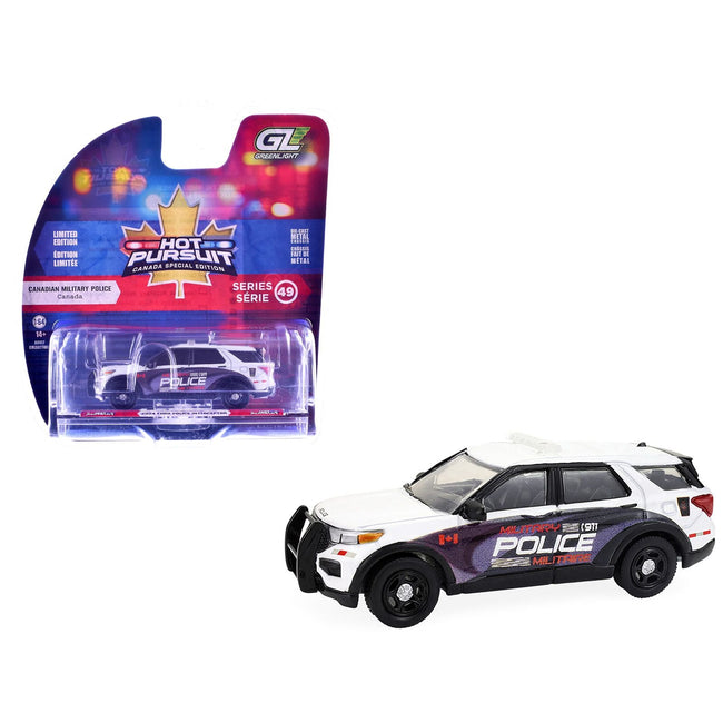 2024 Ford Police Interceptor Utility "Canada Military Police" White with Graphics "Hot Pursuit - Canada Special Edition" Series 1/64 Diecast Model Car by Greenlight-Greenlight-ModelCars.com