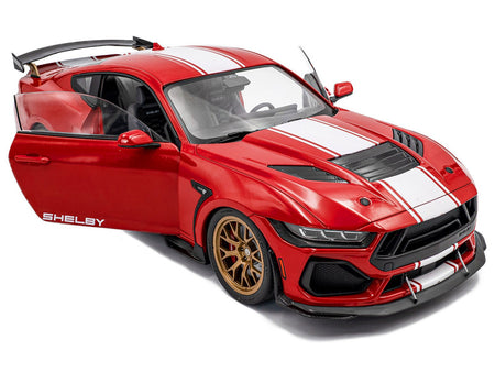 2024 Ford Shelby Mustang Super Snake Race Red with White Stripes 1/18 Diecast Model Car by Solido-Solido-ModelCars.com