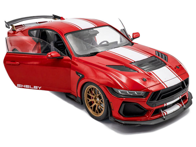 2024 Ford Shelby Mustang Super Snake Race Red with White Stripes 1/18 Diecast Model Car by Solido-Solido-ModelCars.com