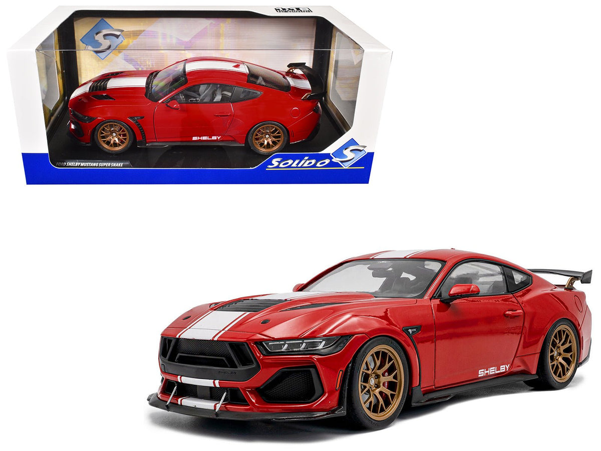 2024 Ford Shelby Mustang Super Snake Race Red with White Stripes 1/18 Diecast Model Car by Solido-Solido-ModelCars.com