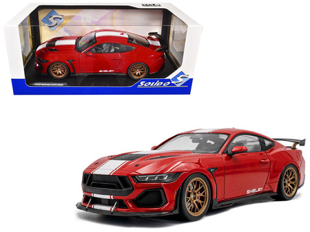 2024 Ford Shelby Mustang Super Snake Race Red with White Stripes 1/18 Diecast Model Car by Solido-Solido-ModelCars.com