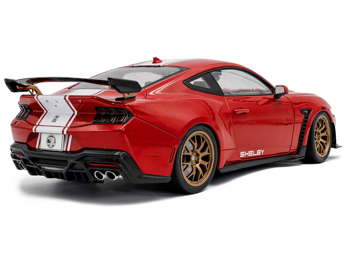 2024 Ford Shelby Mustang Super Snake Race Red with White Stripes 1/18 Diecast Model Car by Solido-Solido-ModelCars.com