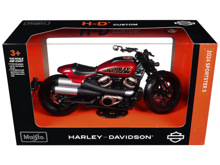 2024 Harley Davidson Sportster S Motorcycle Red Metallic and Black "H-D Custom" Series 1/12 Diecast Model Car by Maisto-Maisto-ModelCars.com