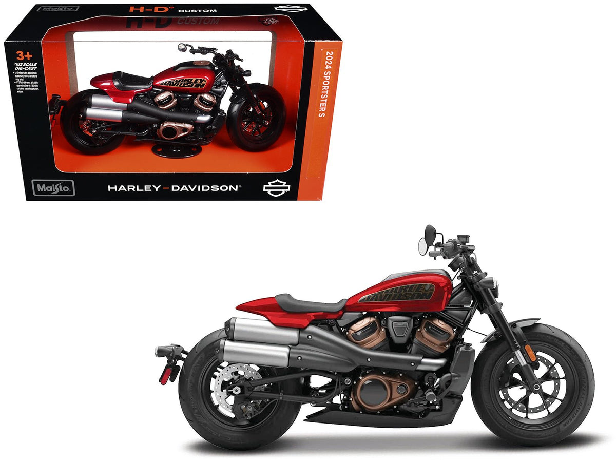 2024 Harley Davidson Sportster S Motorcycle Red Metallic and Black "H-D Custom" Series 1/12 Diecast Model Car by Maisto-Maisto-ModelCars.com