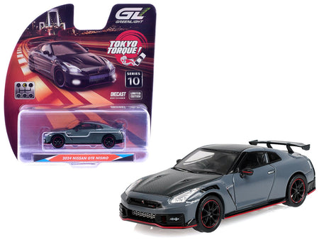 2024 Nissan GT-R (R35) NISMO RHD (Right Hand Drive) Stealth Gray with Carbon Top and Hood "Tokyo Torque" Series 10 1/64 Diecast Model Car by Greenlight-Greenlight-ModelCars.com