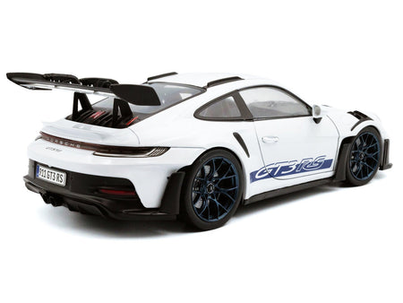 2024 Porsche 911 (992) GT3 RS White with Blue Stripes 1/18 Diecast Model Car by Solido-Solido-ModelCars.com