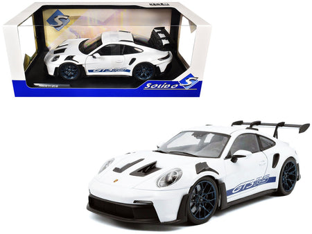 2024 Porsche 911 (992) GT3 RS White with Blue Stripes 1/18 Diecast Model Car by Solido-Solido-ModelCars.com
