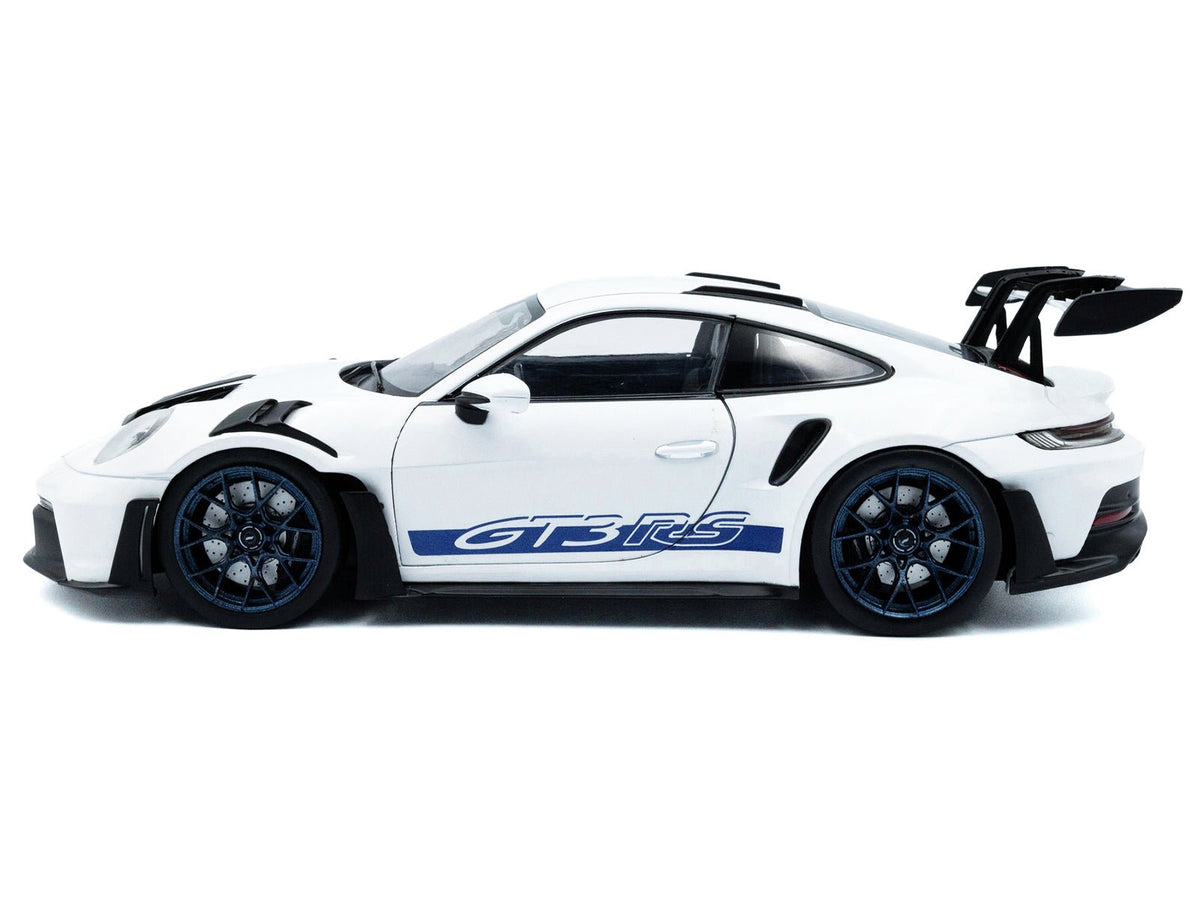 2024 Porsche 911 (992) GT3 RS White with Blue Stripes 1/18 Diecast Model Car by Solido-Solido-ModelCars.com
