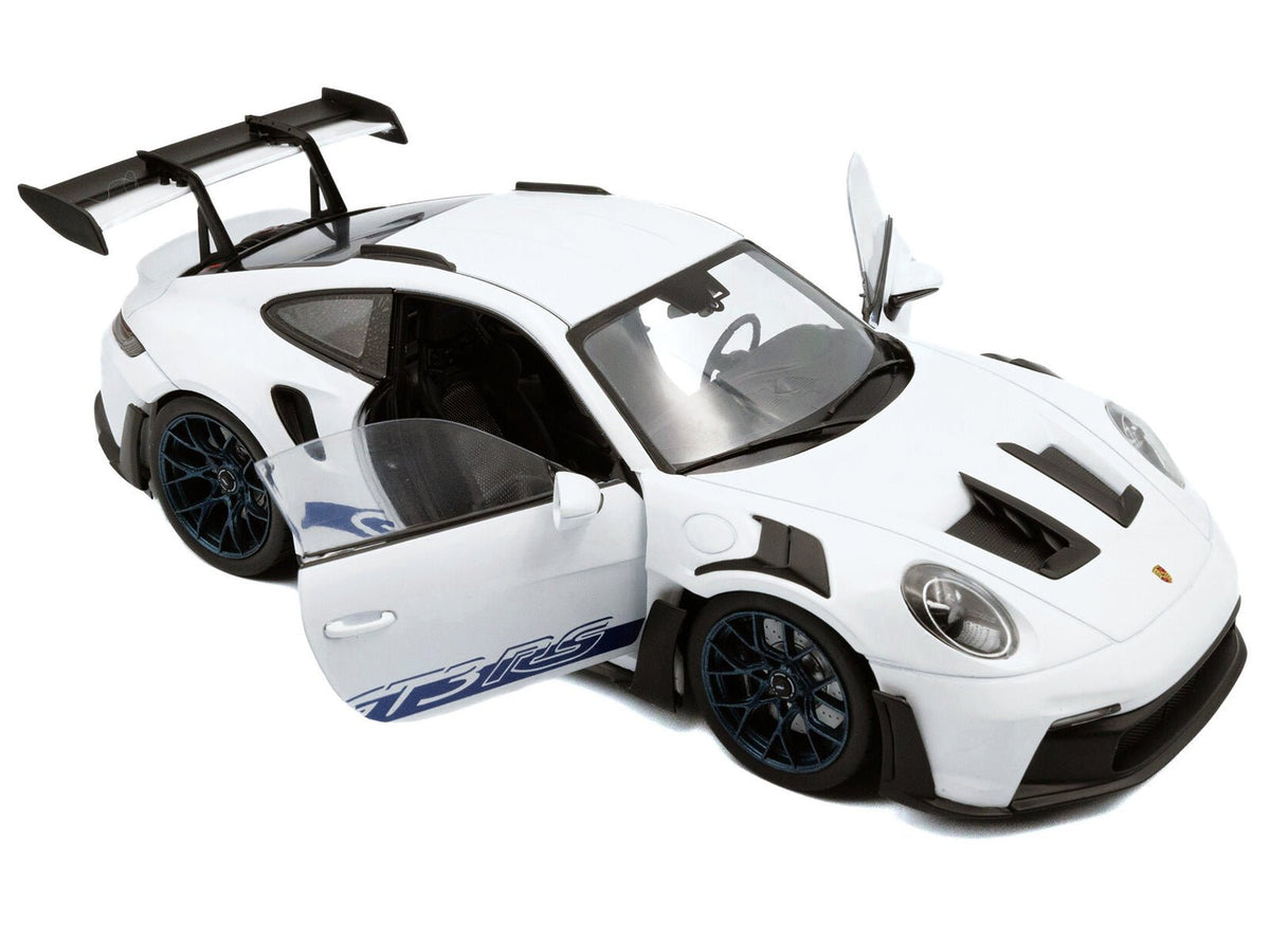 2024 Porsche 911 (992) GT3 RS White with Blue Stripes 1/18 Diecast Model Car by Solido-Solido-ModelCars.com