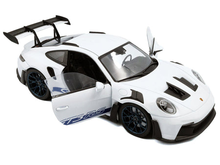 2024 Porsche 911 (992) GT3 RS White with Blue Stripes 1/18 Diecast Model Car by Solido-Solido-ModelCars.com