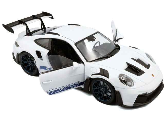 2024 Porsche 911 (992) GT3 RS White with Blue Stripes 1/18 Diecast Model Car by Solido-Solido-ModelCars.com
