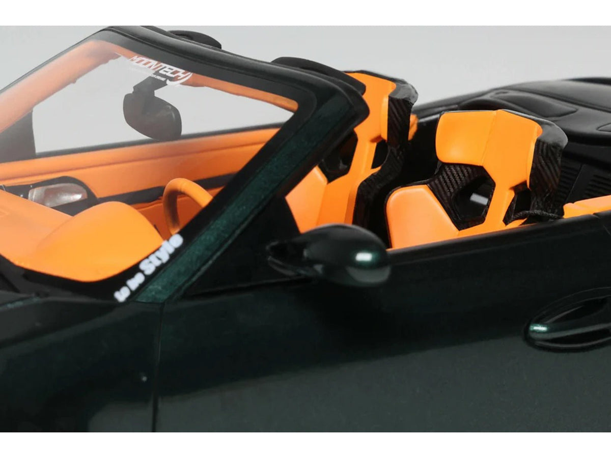 2024 Porsche 911 (997) Old & New Tokyo Auto Salon Cabriolet Dark Green Metallic with Orange Interior 1/18 Model Car by GT Spirit-GT Spirit-ModelCars.com